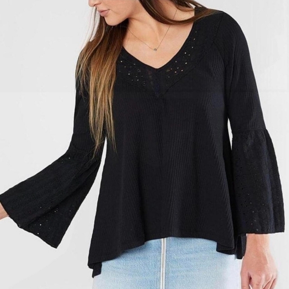Free People Parisian Nights Black Top - Picture 1 of 7